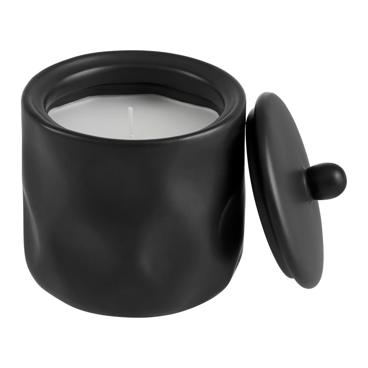 SVÍČKA V NÁDOBCE MAJA - černá/krémová, Konvenční, přírodní materiály/keramika (9/9/11cm) - Modern Living