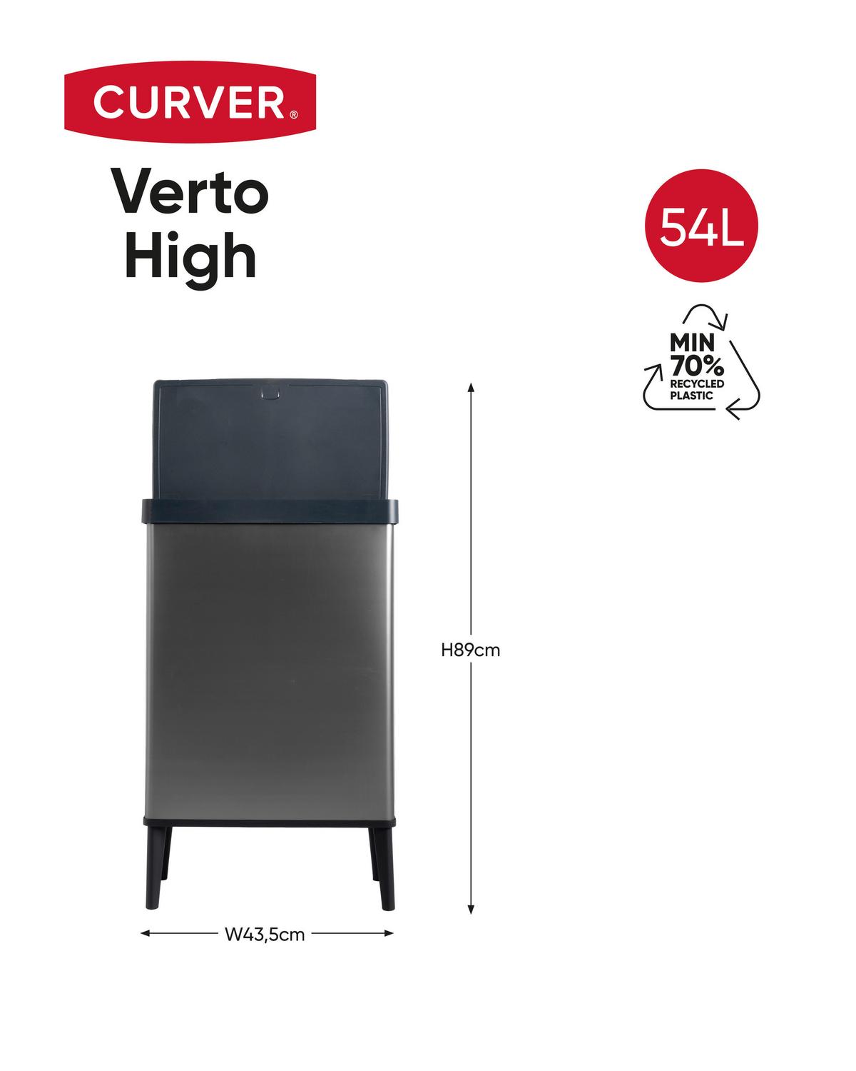 Odpadkový kôš VERTO HIGH - sivá, Basics, plast (26.5/68.7/43.5cm)