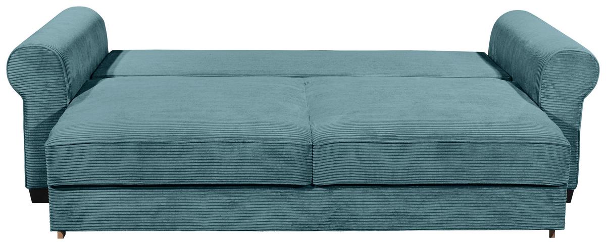Schlafsofa Maureen, Azurblau B: 247 Cm - Azurblau/Schwarz, KONVENTIONELL, Textil (247/95/125cm) - MID.YOU