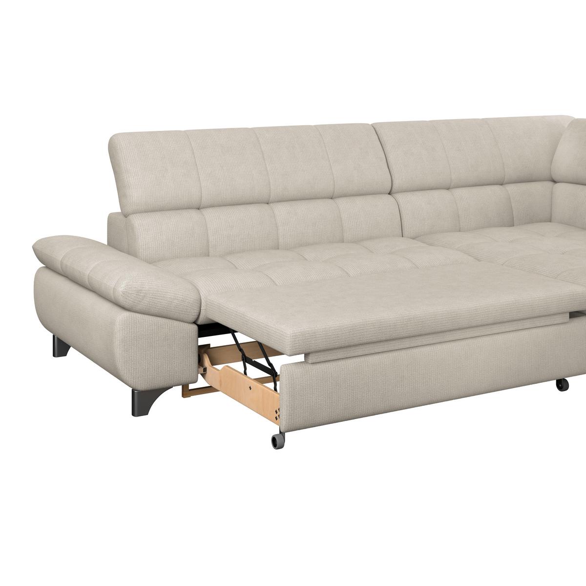 Ecksofa Mit Schlaffunktion Gemini Beige 312x234 Cm - Chromfarben/Beige, KONVENTIONELL, Textil (312/234cm)