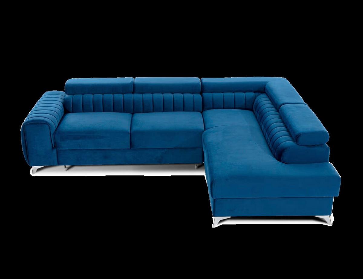 Ecksofa Laurene Blau S: 278x205 cm - Blau/Silberfarben, Design, Textil (278/205cm) - MID.YOU