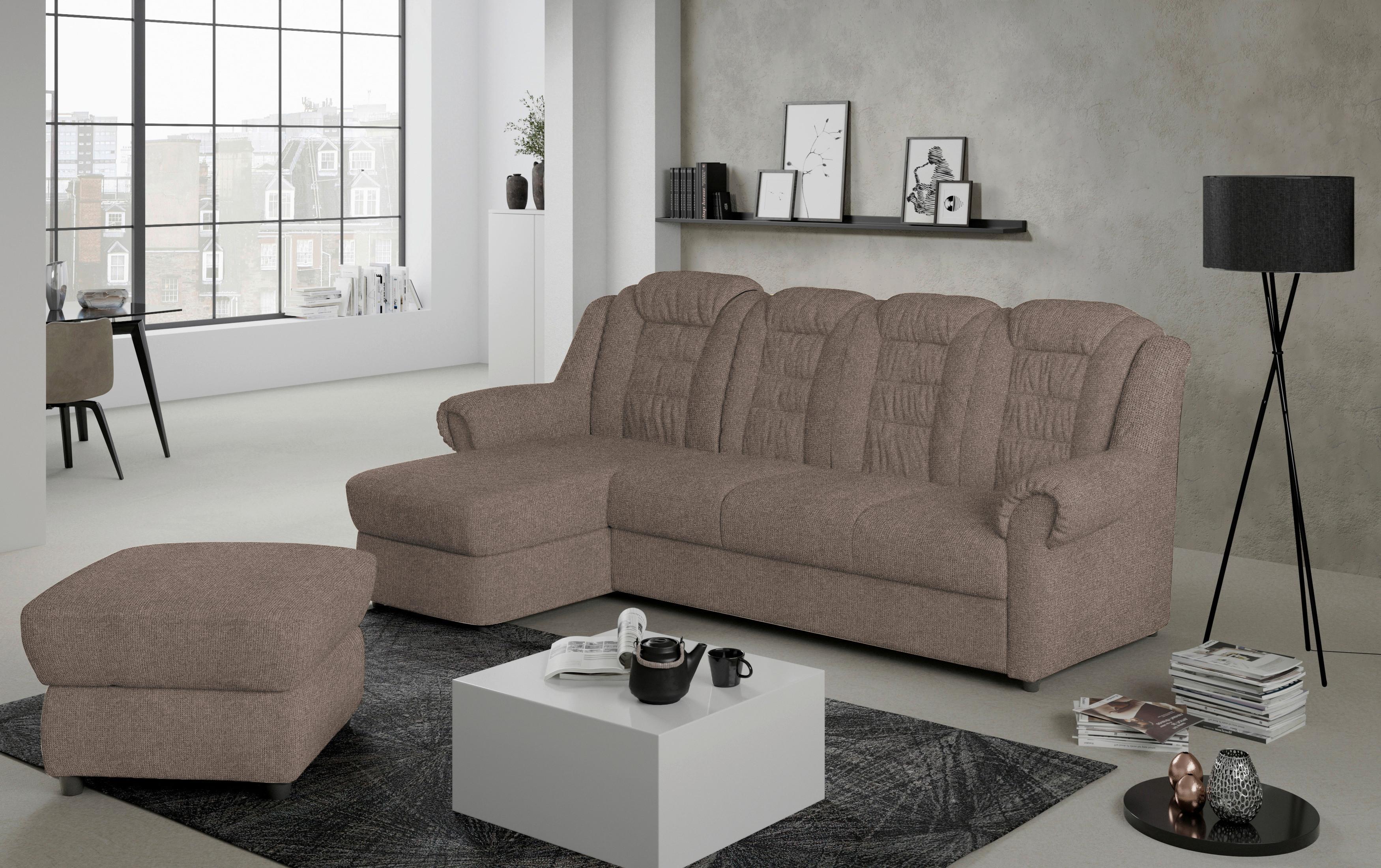 Ecksofa Boston Taupe Chenille - Taupe/Schwarz, KONVENTIONELL, Textil (165/262cm) - Livetastic