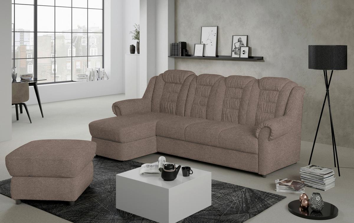 Ecksofa Boston Taupe Chenille - Taupe/Schwarz, KONVENTIONELL, Textil (165/262cm) - Livetastic