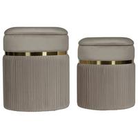 Hockerset Zora 325 Taupe D: 36/31,5 cm - Taupe/Goldfarben, KONVENTIONELL, Textil/Metall (31,5/36/38/44/31,5/36cm) - Kayoom