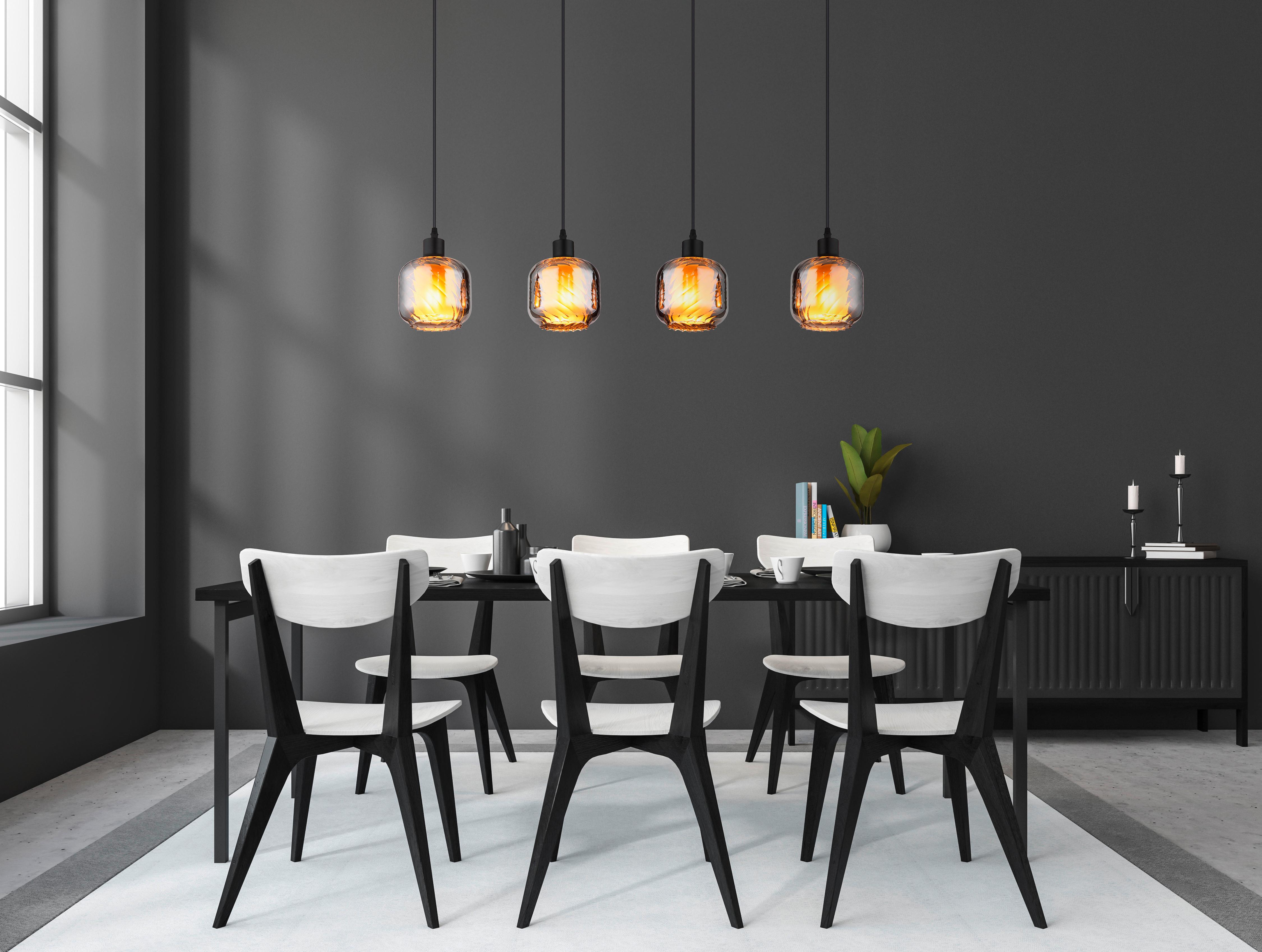 Hängeleuchte 15754-4h Xia - Klar/Schwarz, Design, Glas/Kunststoff (89/14/120cm) - Globo