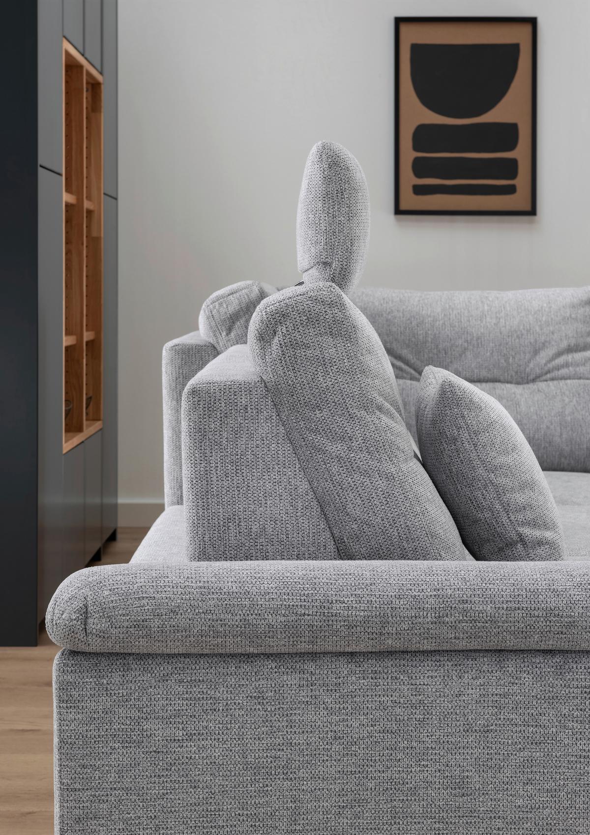 Ecksofa Brizzini Silberfarben S: 264x206 Cm - Silberfarben/Naturfarben, MODERN, Textil (264/206cm) - Livetastic