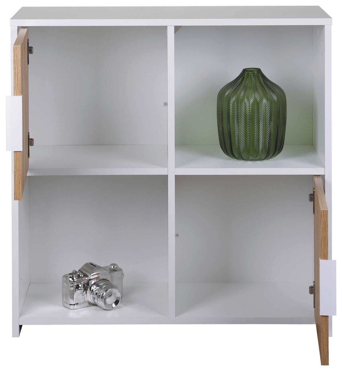 Regal Mit Schrank Pepeto B: 77cm Weiß, Eiche Artisan - Weiß/Eiche Artisan, Design, Holzwerkstoff (77/77/30cm) - Livetastic