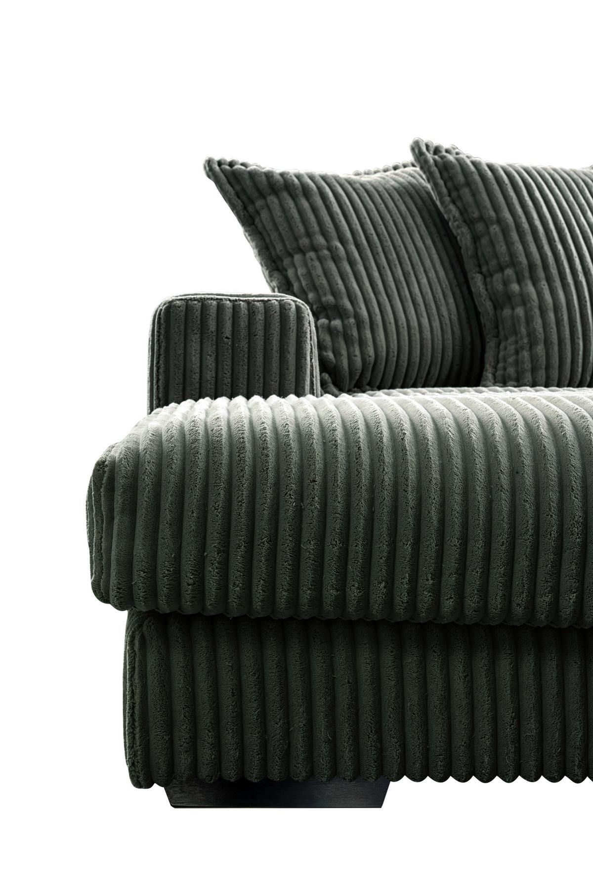 Ecksofa Funny Rechtsmit Hocker Dunkelgrün  B: 285 cm - Dunkelgrün/Schwarz, Basics, Textil (285/195cm) - Livetastic