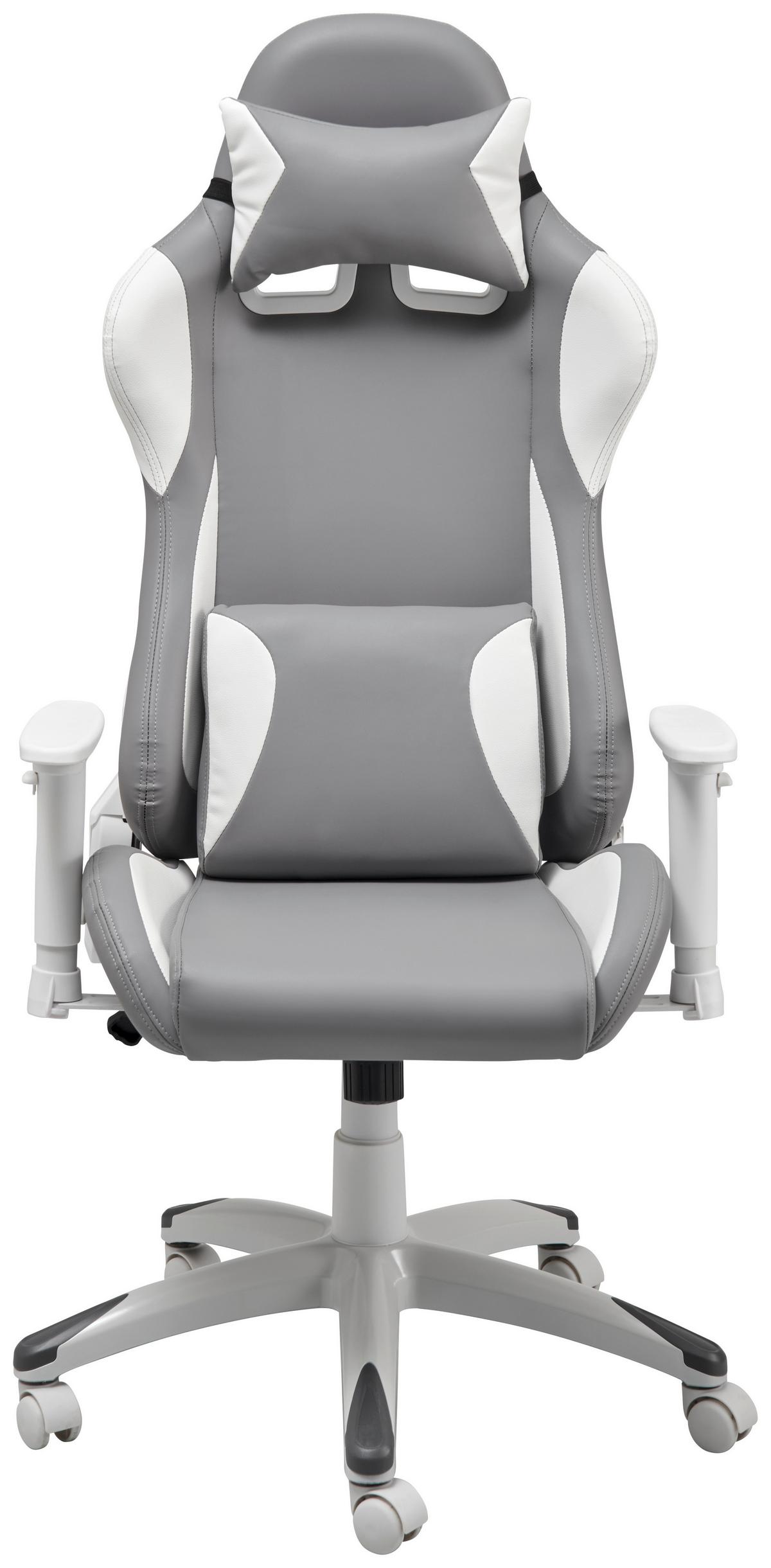 Gamingstuhl Racer - Weiß/Grau, MODERN, Kunststoff/Textil (66/126-134/59cm) - Livetastic