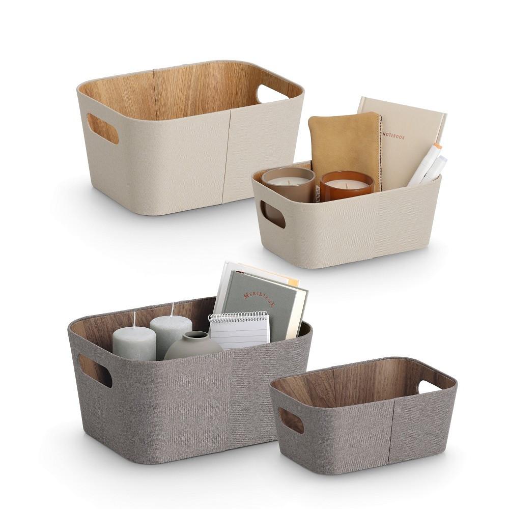 AUFBEWAHRUNGSBOXEN-SET Polyester/Pappe, Braun/Beige - Beige/Braun, Basics, Naturmaterialien/Textil - Zeller Present