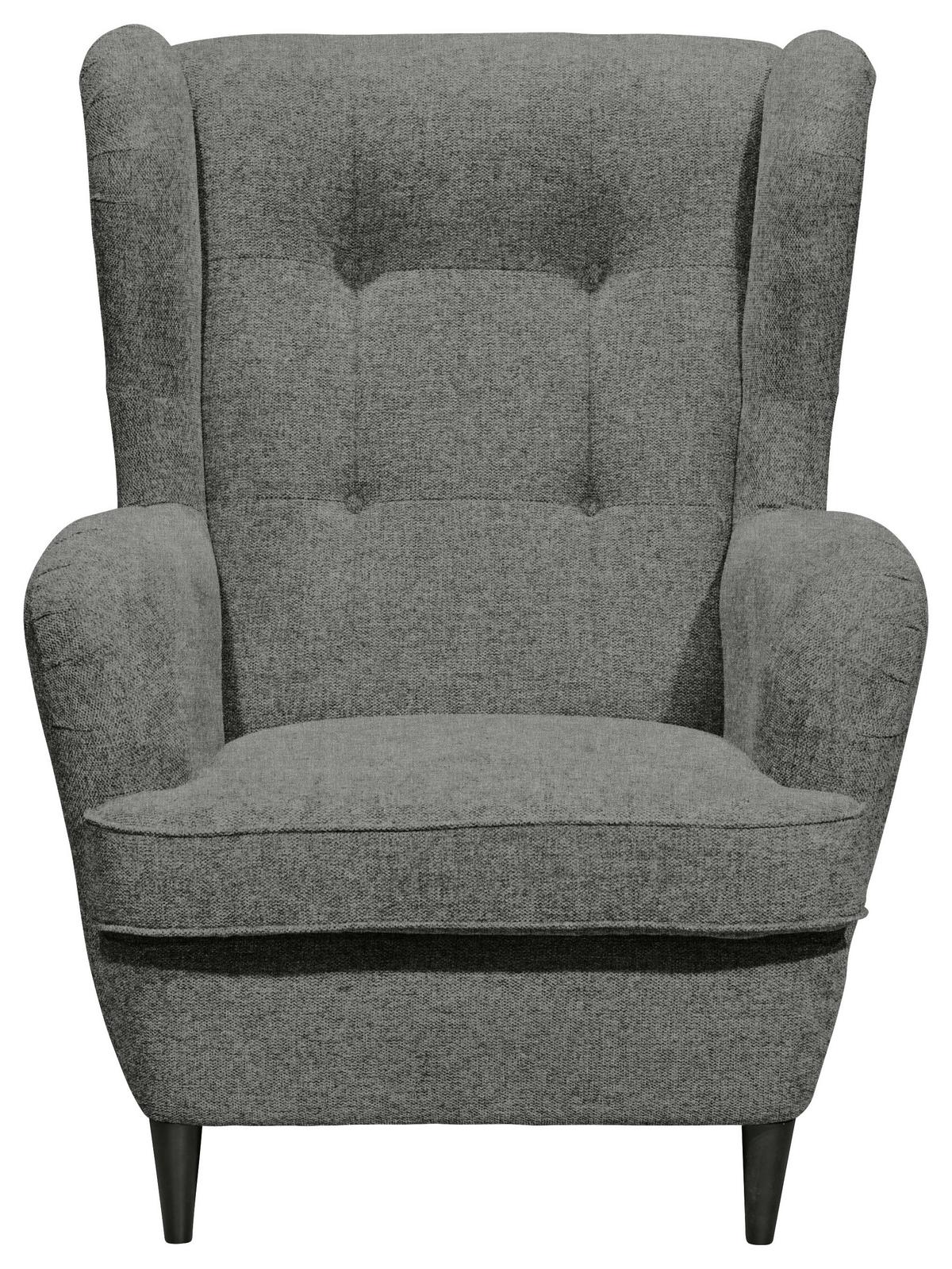 Ohrensessel Oskar Grau B: 78 Cm - Schwarz/Grau, Basics, Textil (78/102/98cm) - MID.YOU