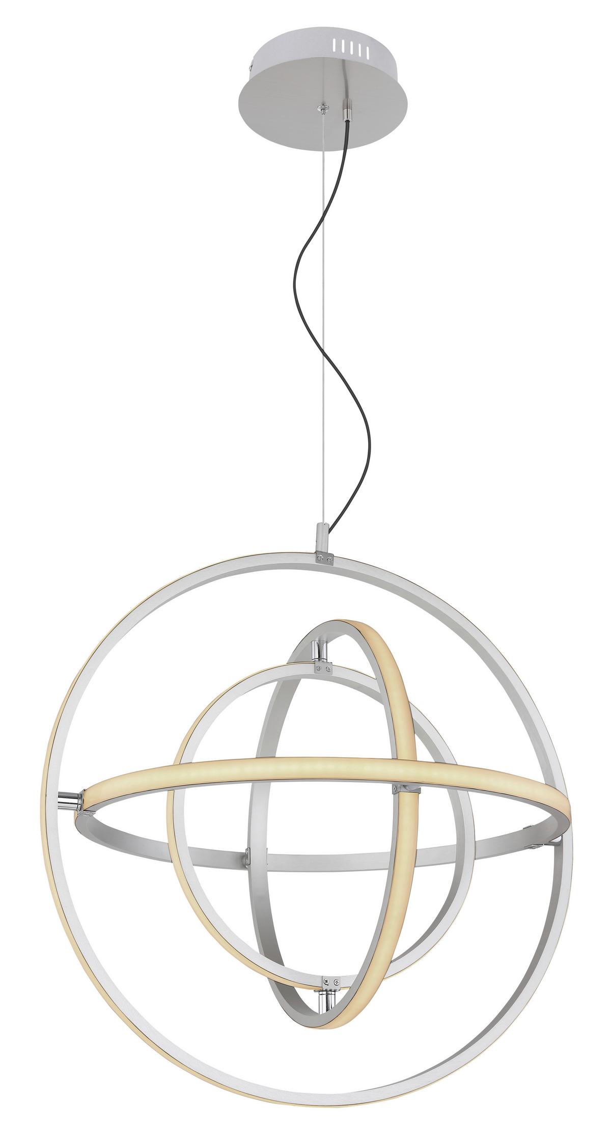 Led-hängeleuchte Kurus H: 150 Cm 1-Flammig, Dimmbar - Opal/Nickelfarben, Basics, Kunststoff/Metall (58/150cm) - Globo