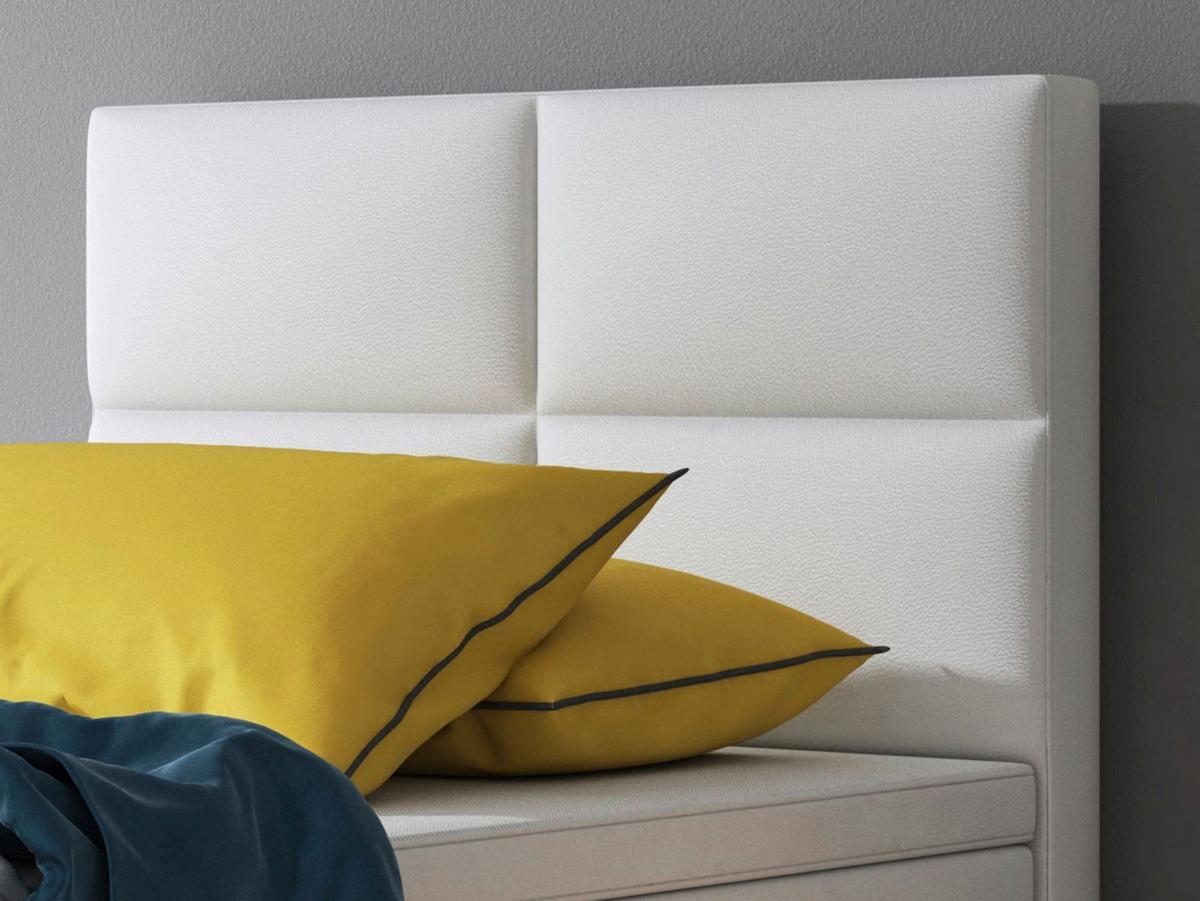 Boxspringbett Mit Topper Lederlook 90x210 Miami-F - Silberfarben/Weiß, KONVENTIONELL, Leder/Textil (90/115/210cm) - MID.YOU