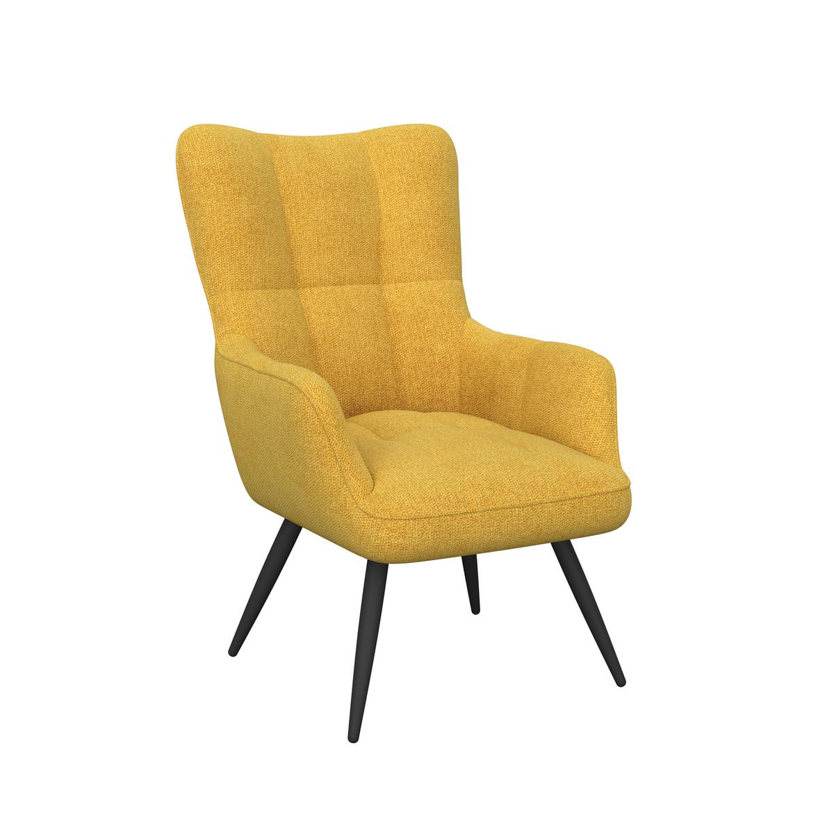 Ohrensessel Hanoi Webstoff gelb, B: 71 cm - Gelb/Schwarz, MODERN, Textil/Metall (71/98/83cm)