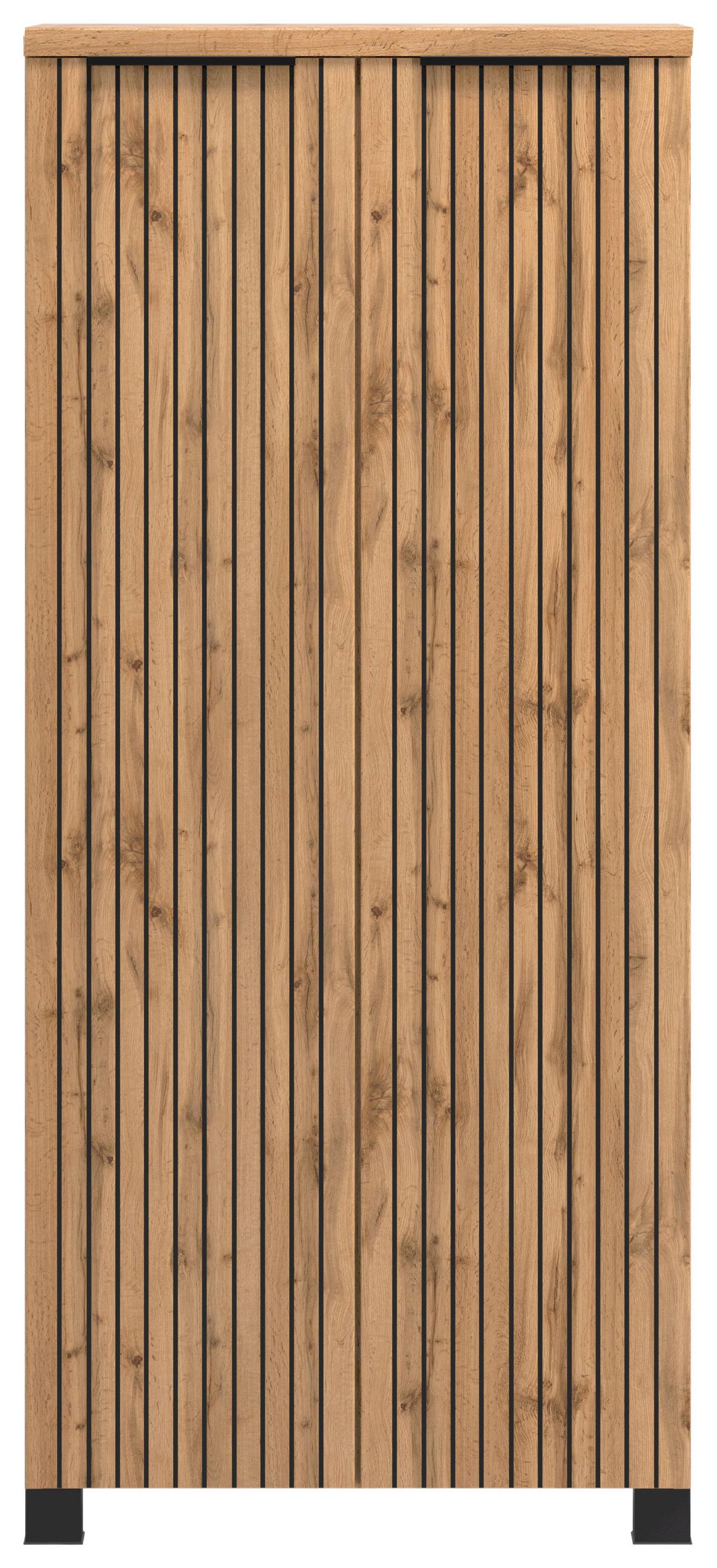 Midischrank Bad Chester B: 60cm Eiche Wotan Dekor/Schwarz - Eiche Wotan/Schwarz, MODERN, Holzwerkstoff (60/130/35cm) - Held