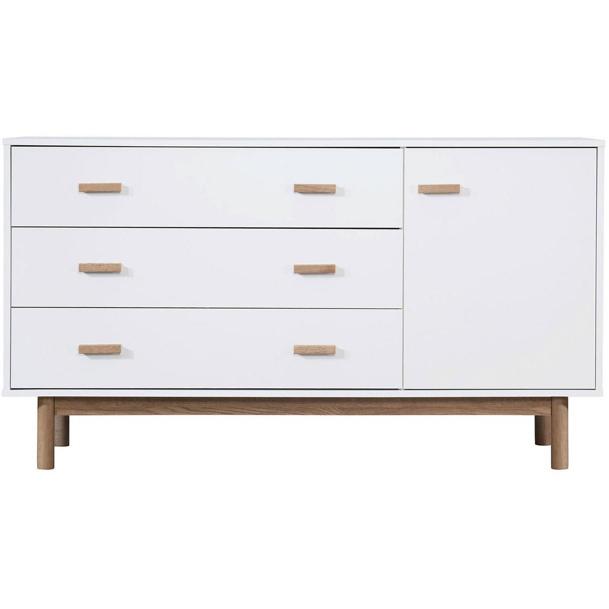 Sideboard Melanie Weiß Eichefarben - Eichefarben/Weiß, Design, Holzwerkstoff (144/80/44cm) - MID.YOU