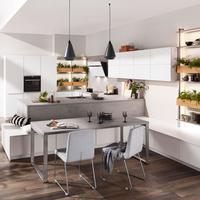 Einbauküche Las Vegas Frei Planbar Modern, Grifflos - Eichefarben/Weiß, MODERN, Holzwerkstoff - Vertico