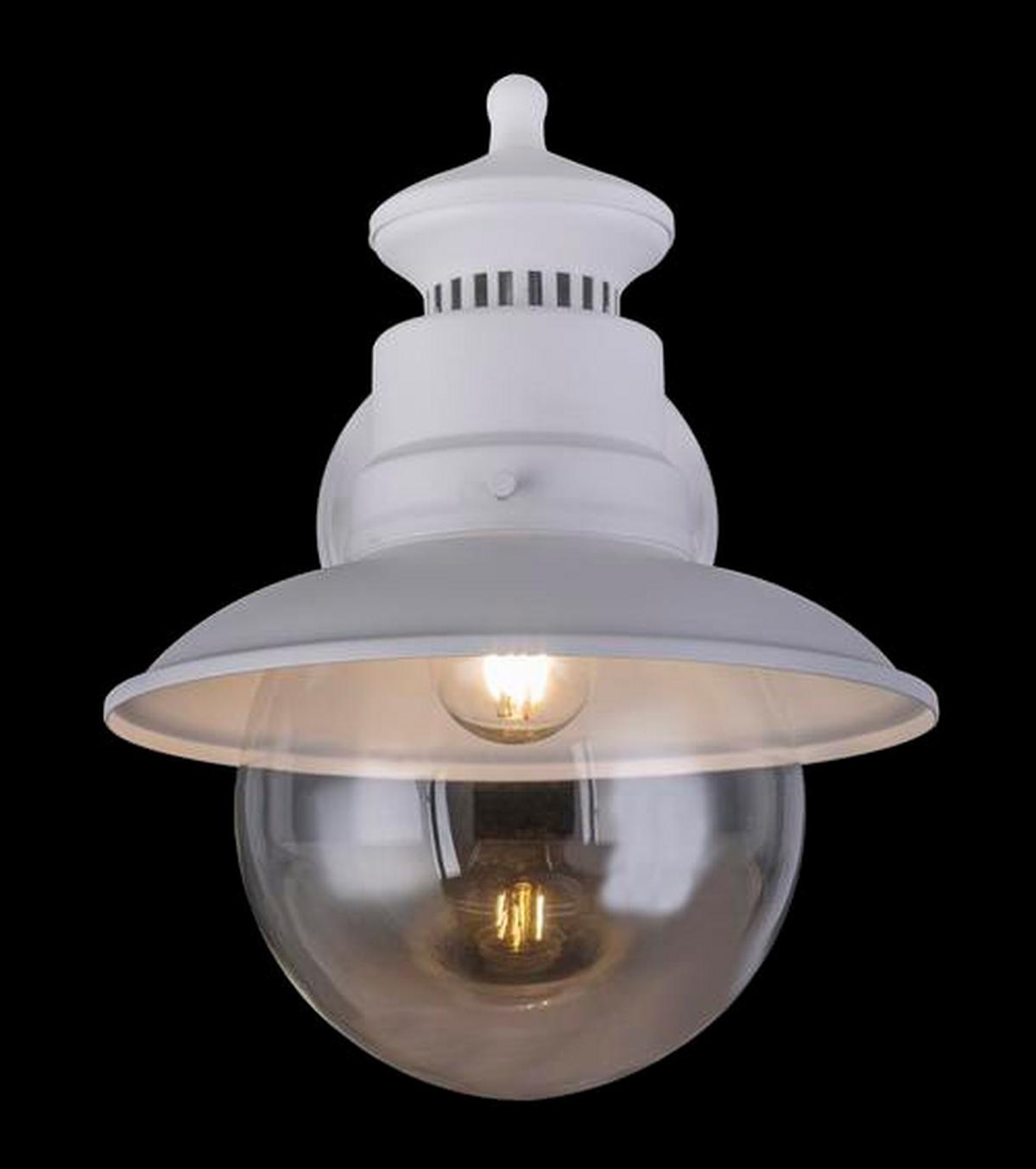 Außenleuchte 3272r 60 Watt Stahl/glas, Wandmontage - Klar/Weiß, MODERN, Glas/Metall (21,5/24,7/27cm)