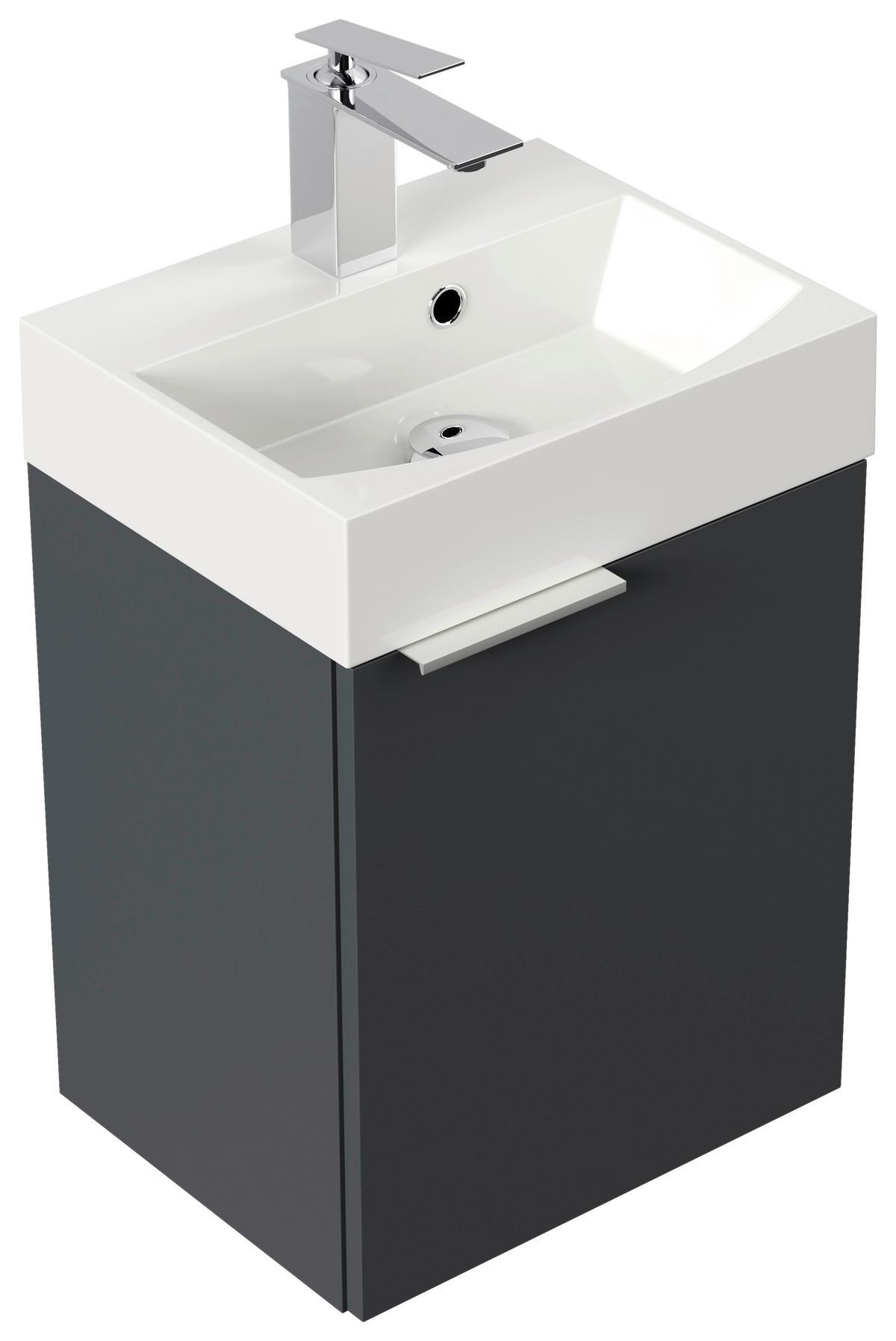 Gästebad Cubi Graphitfarben B: 40 cm - Graphitfarben/Weiß, MODERN, Holzwerkstoff/Stein (40cm) - MID.YOU