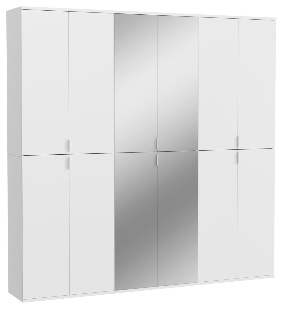 Drehtürenschrank Projekt X  Weiß Hg B: 183 cm - Weiß Hochglanz/Weiß, MODERN, Glas/Holzwerkstoff (183/193/34cm) - MID.YOU