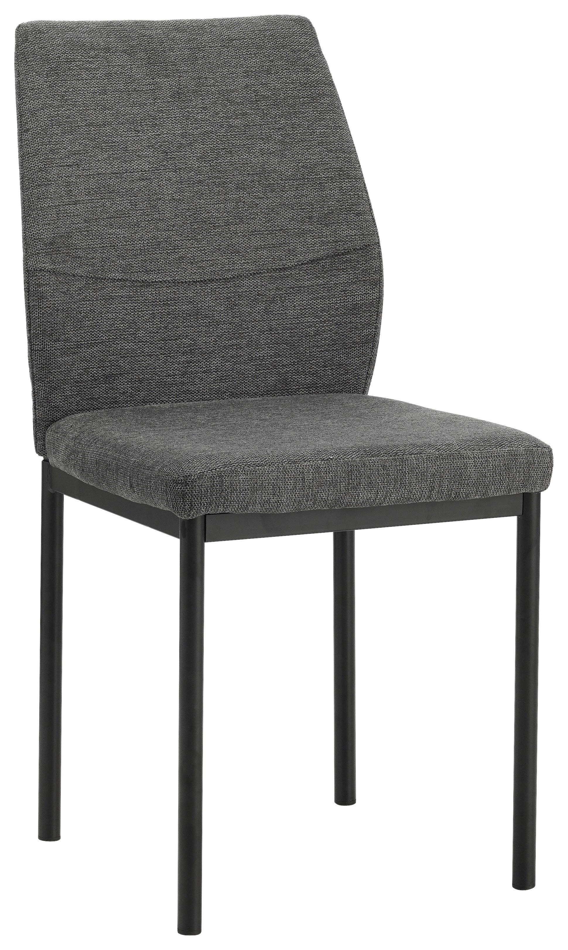 Stuhl Stella Anthrazit Gepolstert - Anthrazit/Schwarz, MODERN, Textil/Metall (44/90/56cm) - P & B