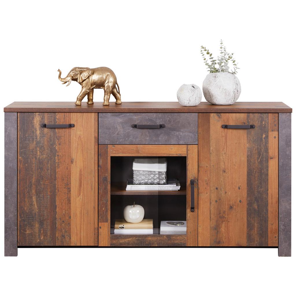 Sideboard mit Glaselement B: 162 cm Ontario, Old Style