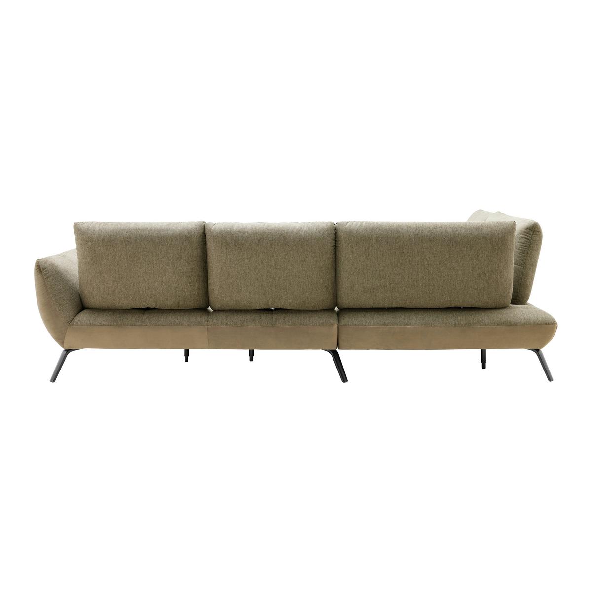 TRENDY, levá, olivově zelená s 3 bederními polštáři - černá/olivově zelená, Moderní, kov/kompozitní dřevo (250/310cm) - Premium Living