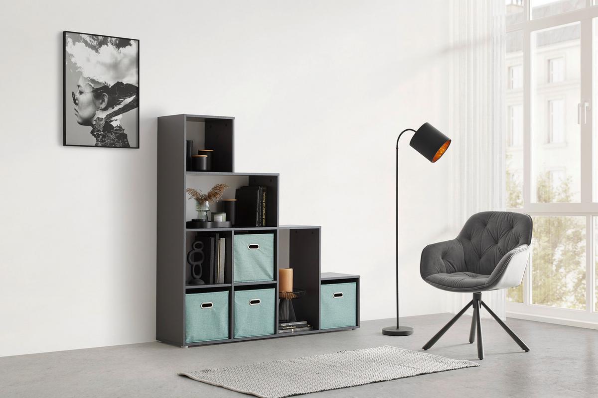 REGÁL CASSA 2 -EXKLUSIV- - antracitová, Konvenční, kompozitní dřevo (148/150/35cm) - Mömax