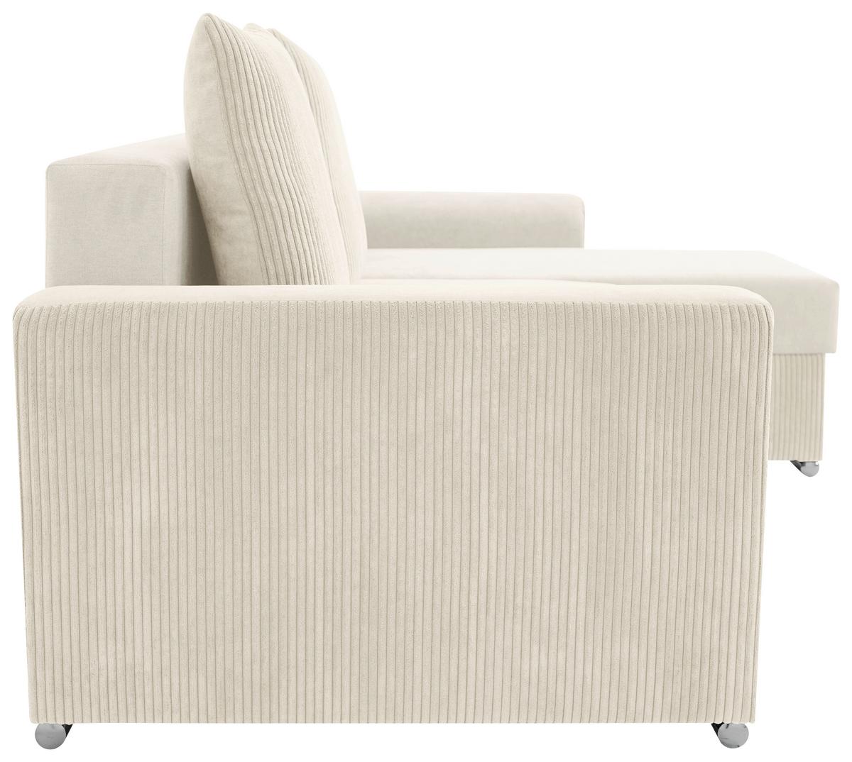 Ecksofa Diever Creme S: 239x141 cm - Chromfarben/Creme, Design, Textil (239/141cm) - Livetastic