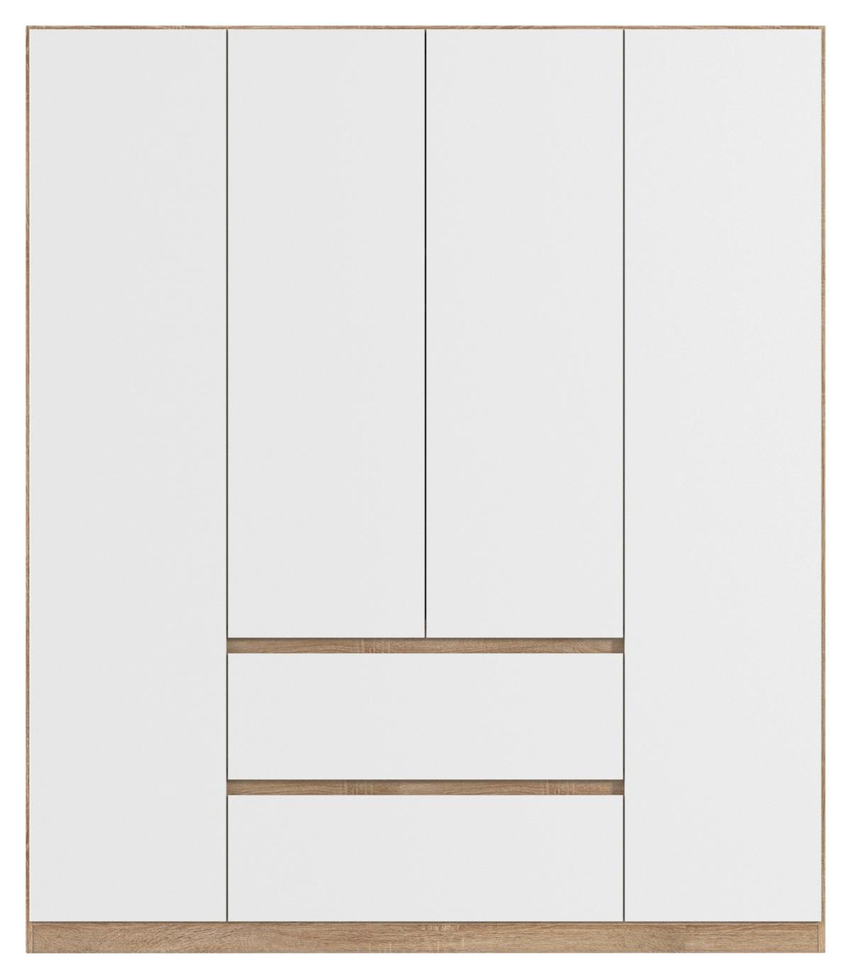 Drehtürenschrank Mainz Eichefarben B: 181 cm - Eichefarben/Weiß, Basics, Holzwerkstoff (181/210/54cm) - Rauch Möbel