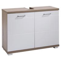 Waschbeckenunterschrank Nebraska B: 80cm Weiß - Chromfarben/Weiß, LIFESTYLE, Holzwerkstoff (80/59/31,5cm) - MID.YOU