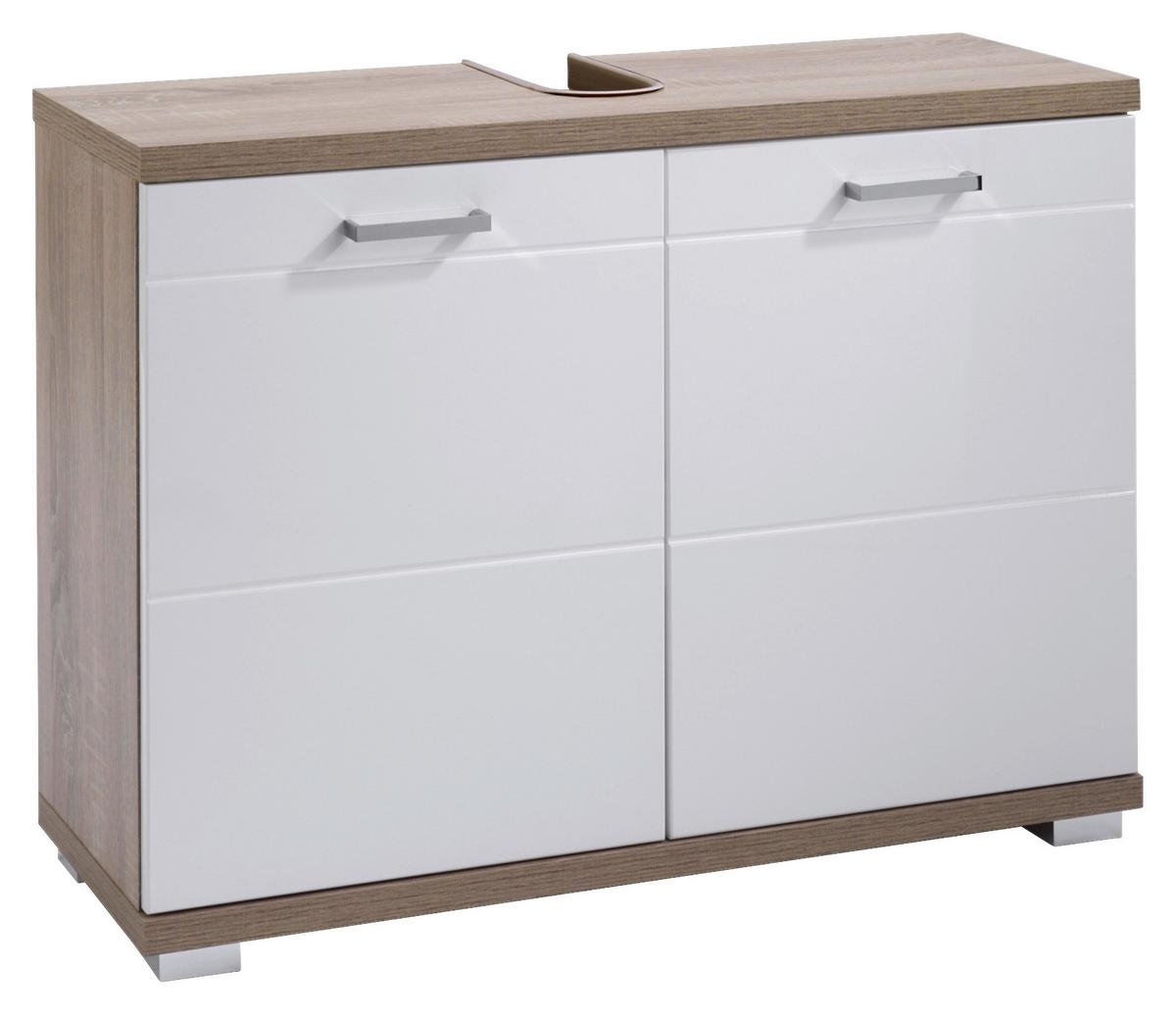 Waschbeckenunterschrank Nebraska B: 80cm Weiß - Chromfarben/Weiß, LIFESTYLE, Holzwerkstoff (80/59/31,5cm) - MID.YOU