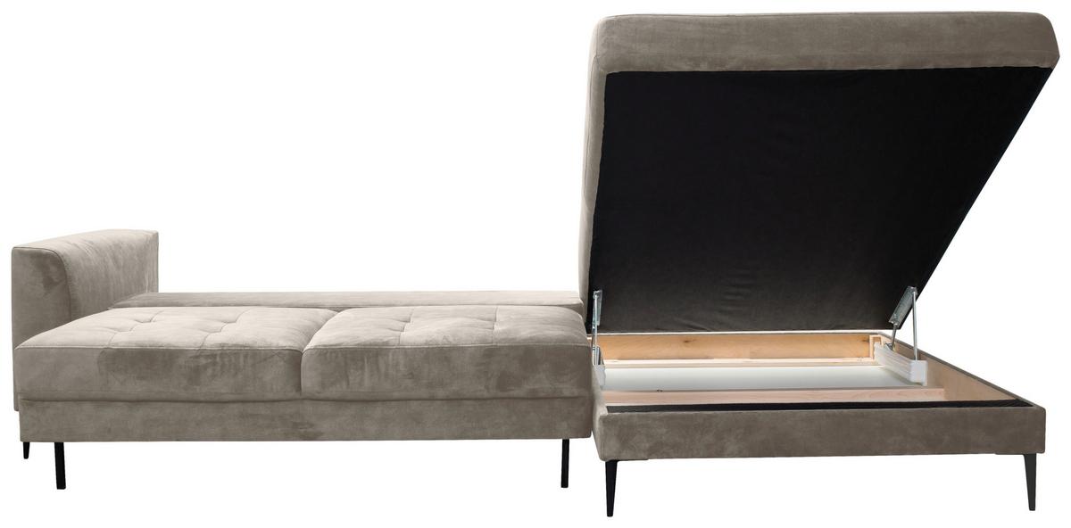 Eckschlafsofa Luzi - Hellgrau/Schwarz, MODERN, Textil (280/168cm) - Trendmanufaktur