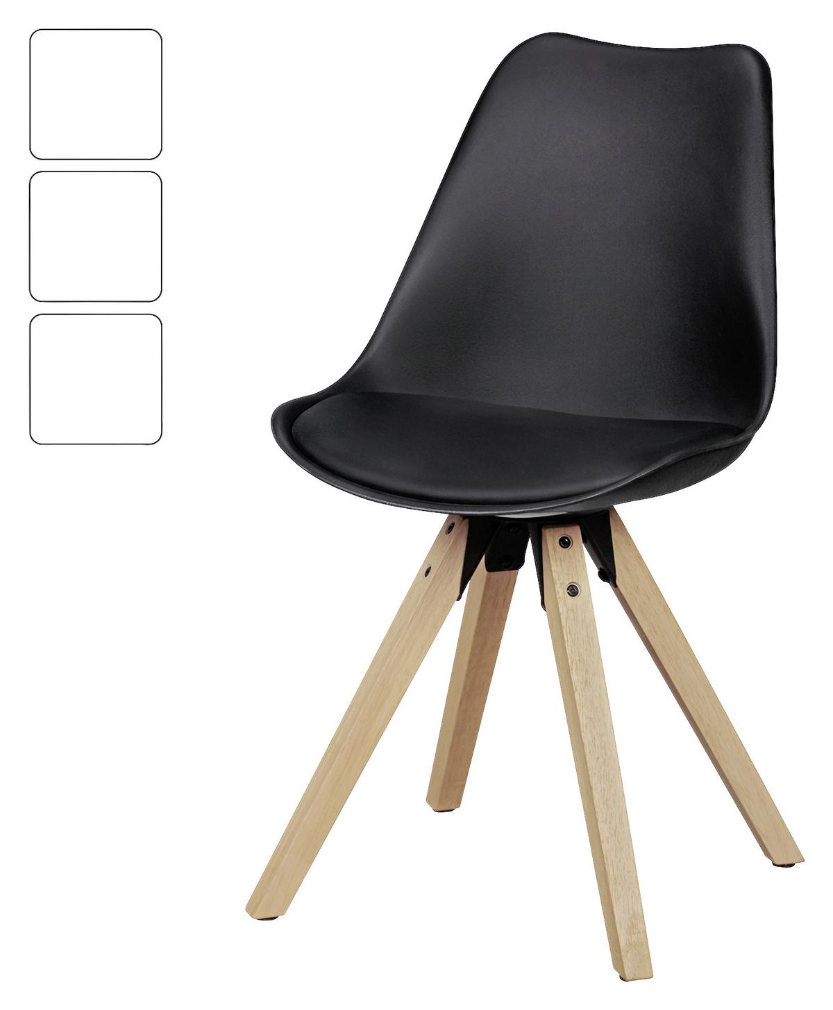Schalenstuhl Lima Lederlook Schwarz 2er-Set - Eichefarben/Schwarz, Design, Holz/Kunststoff (48/89/48cm) - MID.YOU