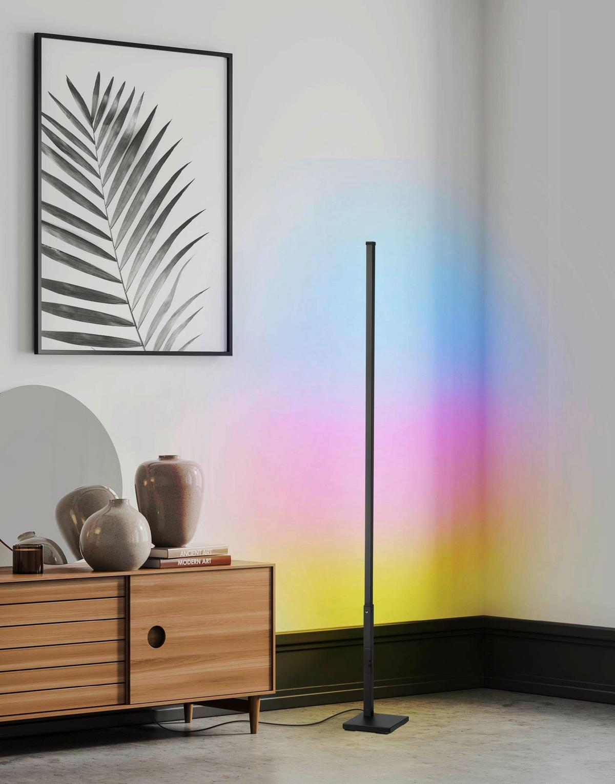 Stehlampe Picacha 1 Schwarz/Weiss - Schwarz/Weiß, Basics, Kunststoff/Metall (2/2/150cm) - Eglo