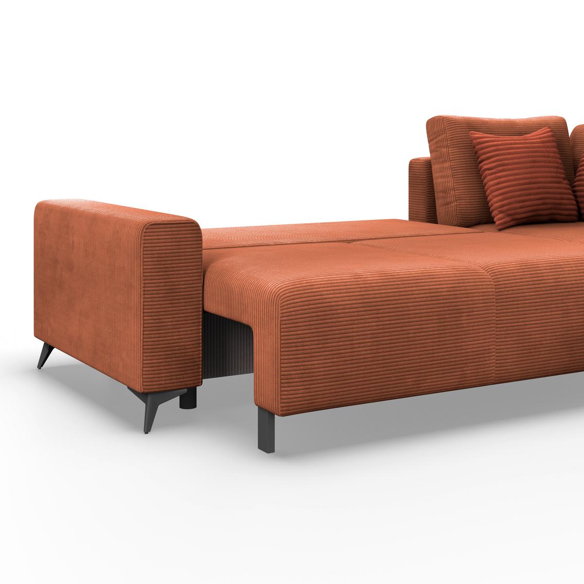 Ecksofa Mit Schlaffunktion Lincoln Kupfer Cord 270x212 Cm - Schwarz/Kupferfarben, MODERN, Textil (270/212cm)