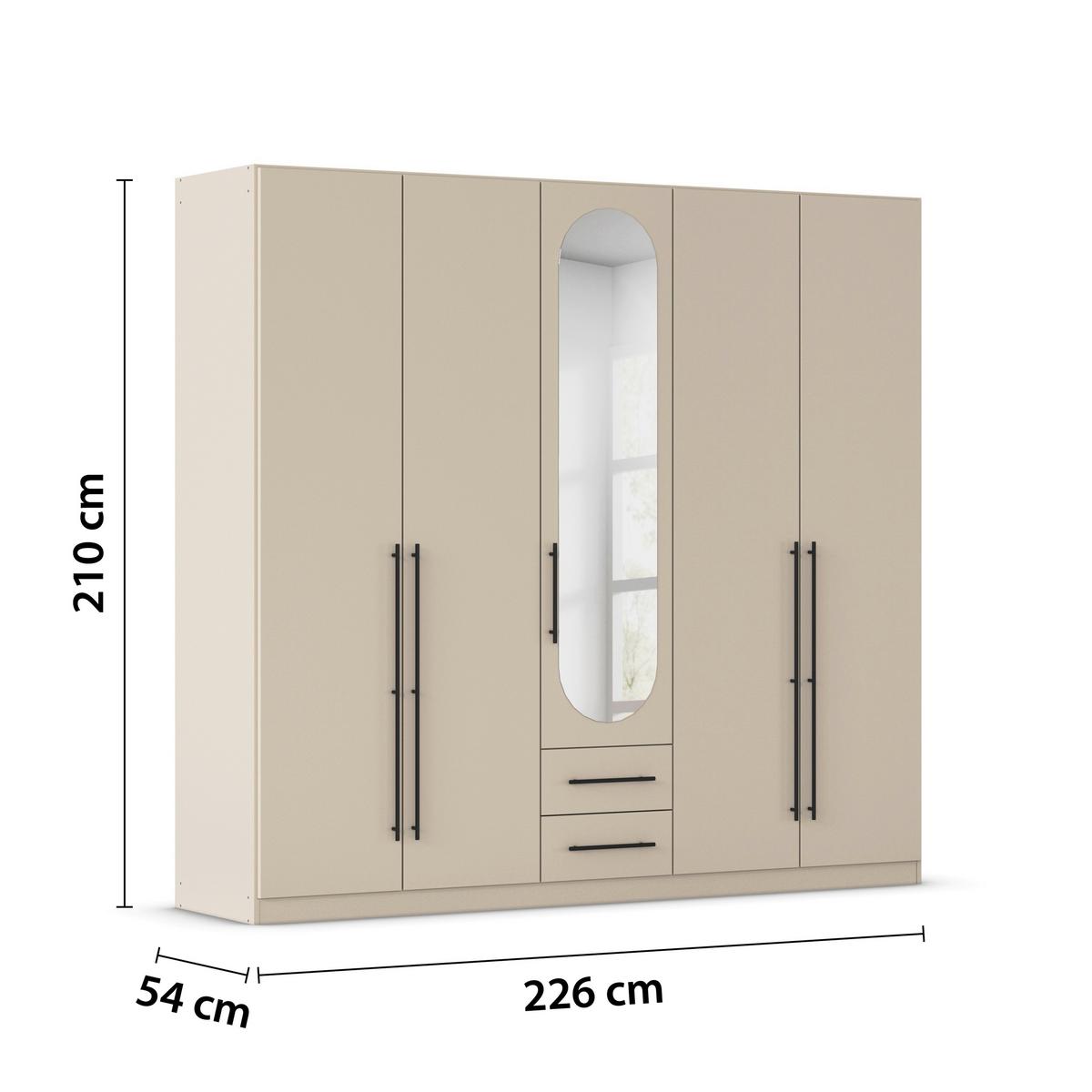 ŠATNÍ SKŘÍŇ S OTOČNÝMI DVEŘMI VELORA, šířka 226 cm - černá/šampaňská, Konvenční, kov/kompozitní dřevo (226/210/54cm) - Mömax