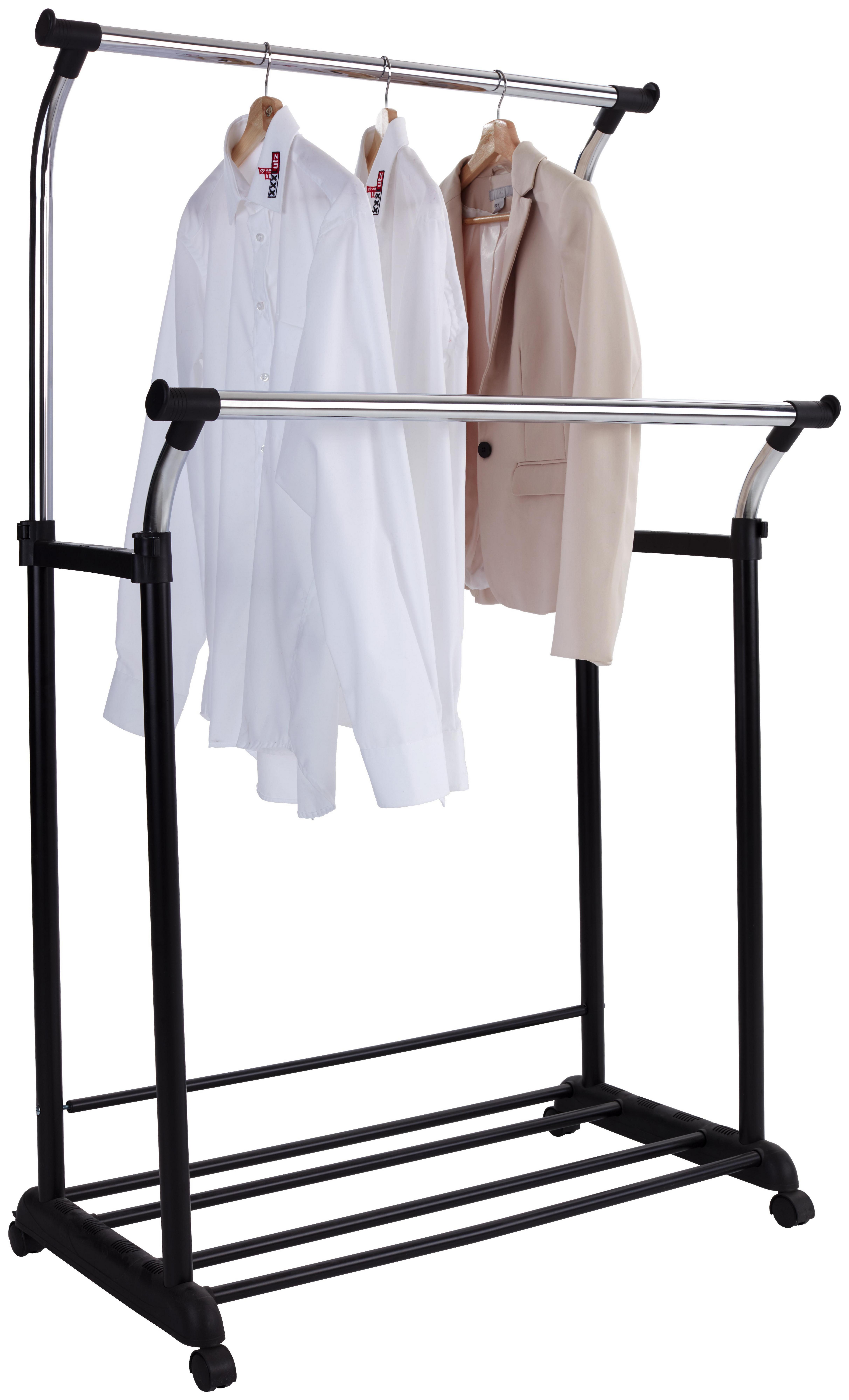 Ruhaállvány Swing - Króm/Fekete, modern, Műanyag/Fém (90/111-170/52,5cm)