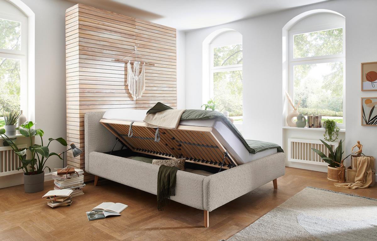 Polsterbett Mattis Abriamo Beige 180x200cm - Eichefarben/Beige, Design, Holz/Textil (180/200cm) - MID.YOU