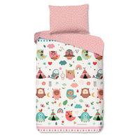 KINDERBETTWÄSCHE WISE - Hellrosa/Weiß, Trend, Textil (140/200cm)