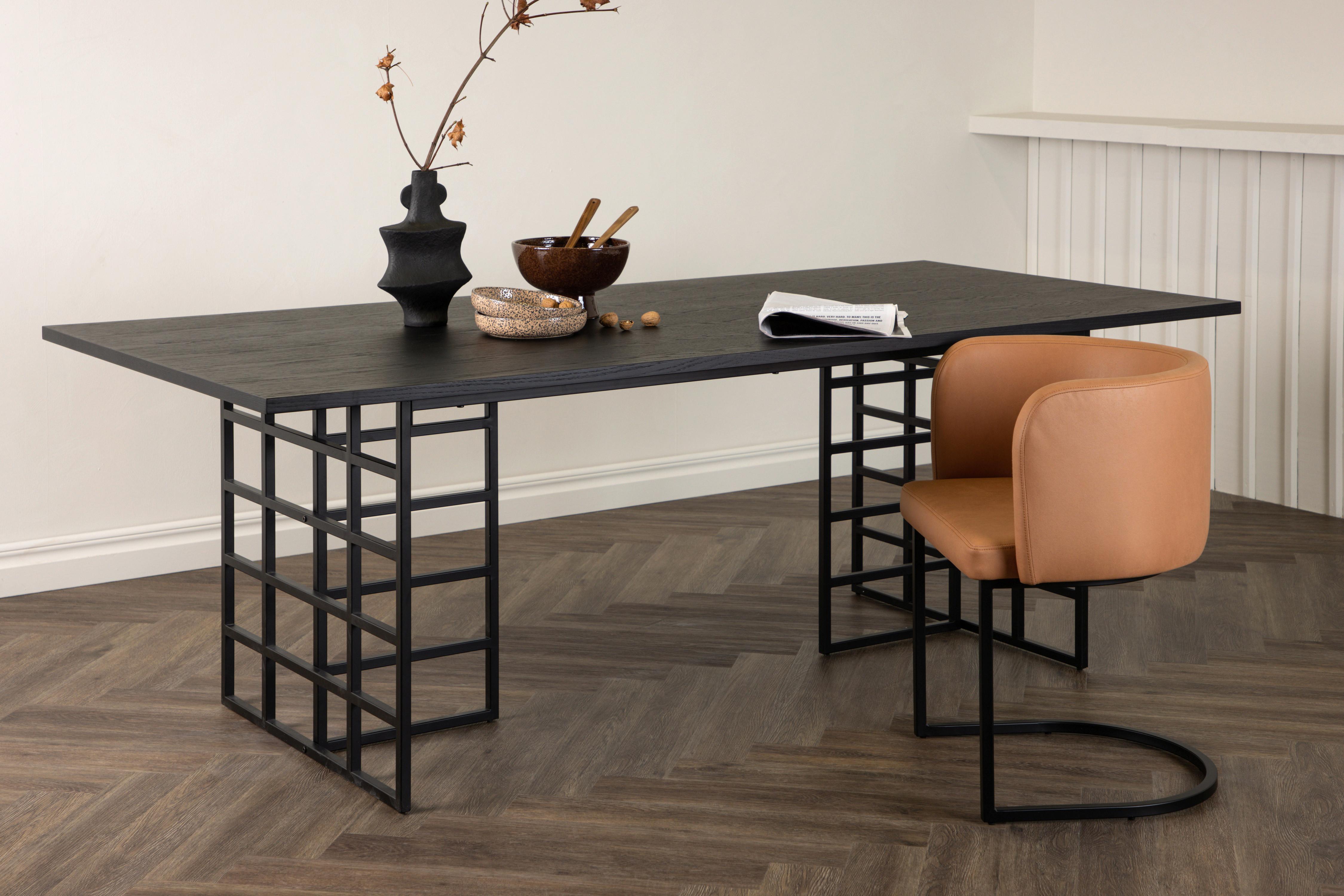Esstisch Ystad - Schwarz, Design, Holz/Metall (220/100/75cm) - Livetastic