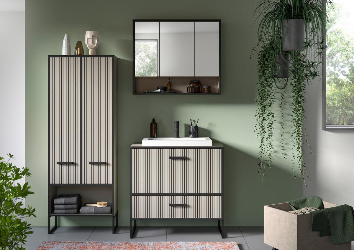 Badezimmer Bagno Schwarz/kaschmir B:142cm - Kaschmir/Schwarz, MODERN, Holzwerkstoff (142cm) - MID.YOU