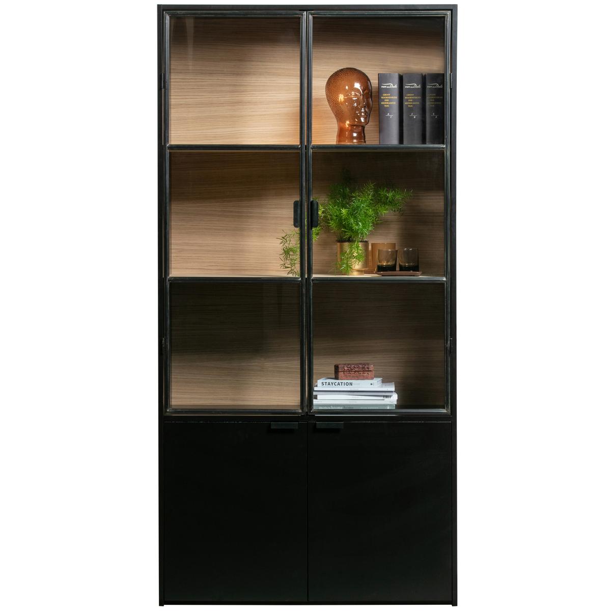 Vitrine Sivan Schwarz B: 100 Cm - Schwarz, Design, Glas/Holz (100/200/40cm) - Livetastic
