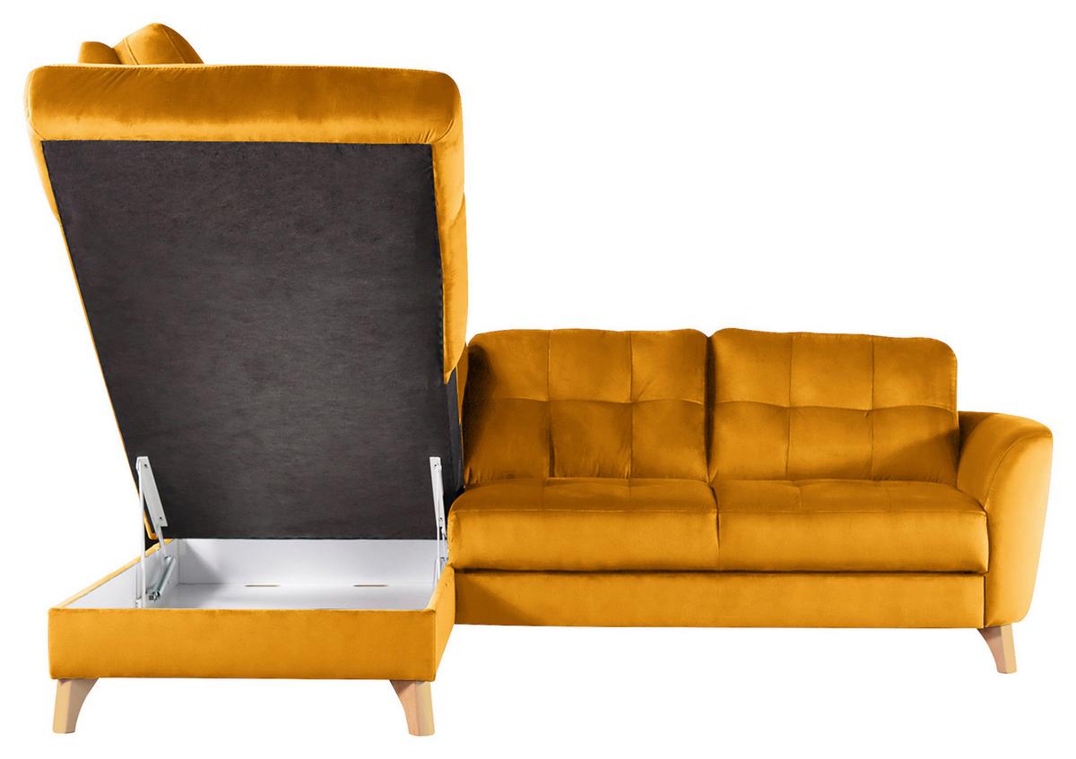 Ecksofa Nordic, Gelb S: 190x236 cm - Gelb/Buchefarben, Design, Textil (190/236cm) - Livetastic