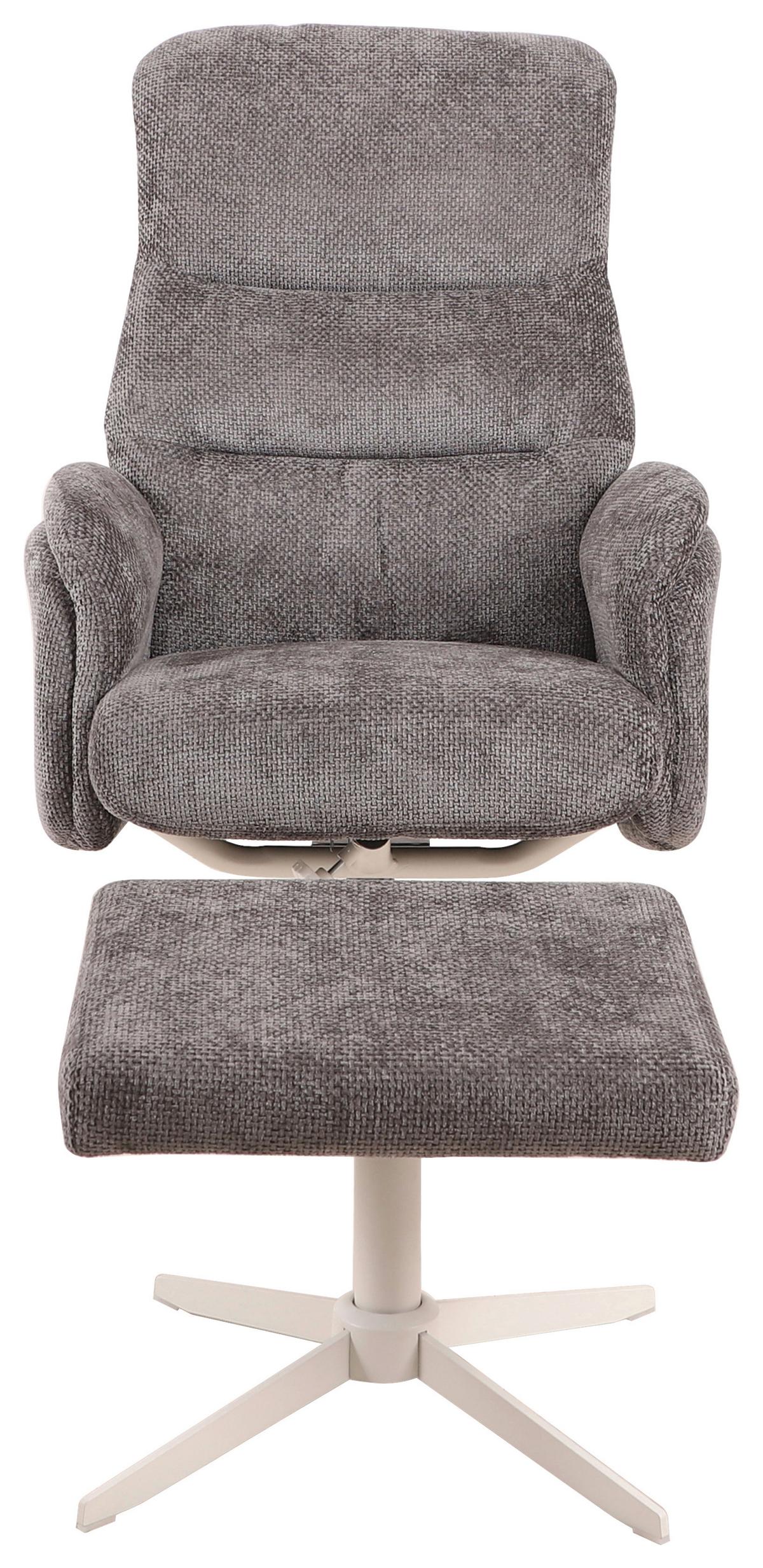 Relaxačné kreslo STAR, grafitová ženilka, s taburetom - biela/grafitová, Modern, kov/textil (72/107-95/86-110cm) - Mömax