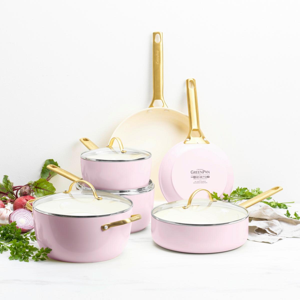 Kochtopfset 6-Teilig. weiß/Gold/Pink - Pink/Goldfarben, Basics, Glas/Metall - GreenPan