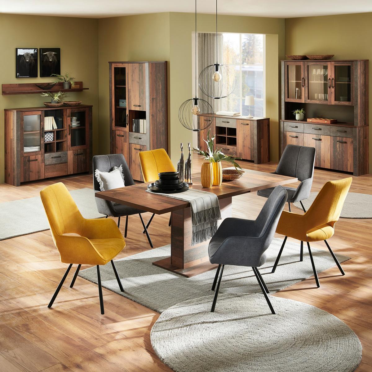 ŠIROKÁ KOMODA ONTARIO - šedá/barvy dubu, Moderní, kompozitní dřevo/plast (162/86/41,5cm) - Ondega