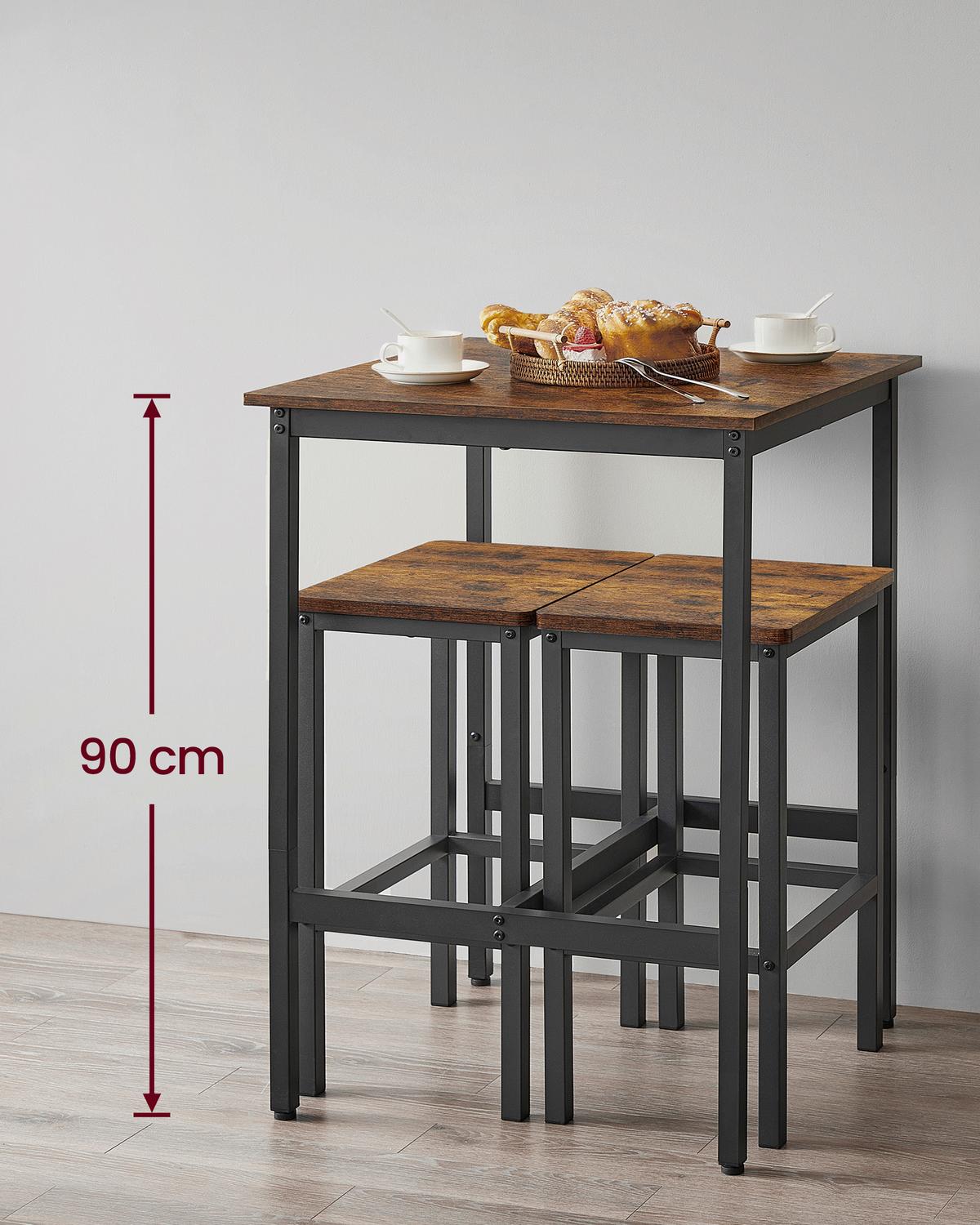 Barový stôl VASAGLE - hnedá/čierna, Natur, kov/kompozitné drevo (60/60/90cm) - Boxxx