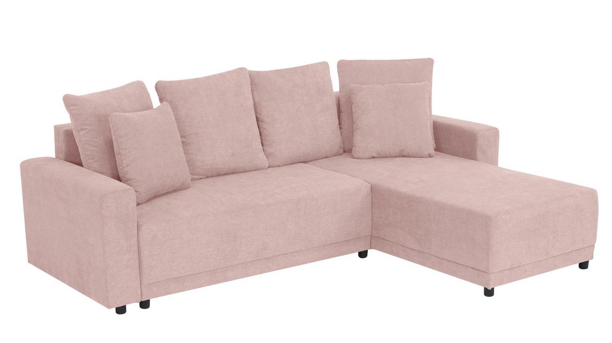 Ecksofa Time Rosa S: 178x248 Cm - Schwarz/Rosa, Design, Textil (178/248cm) - MID.YOU