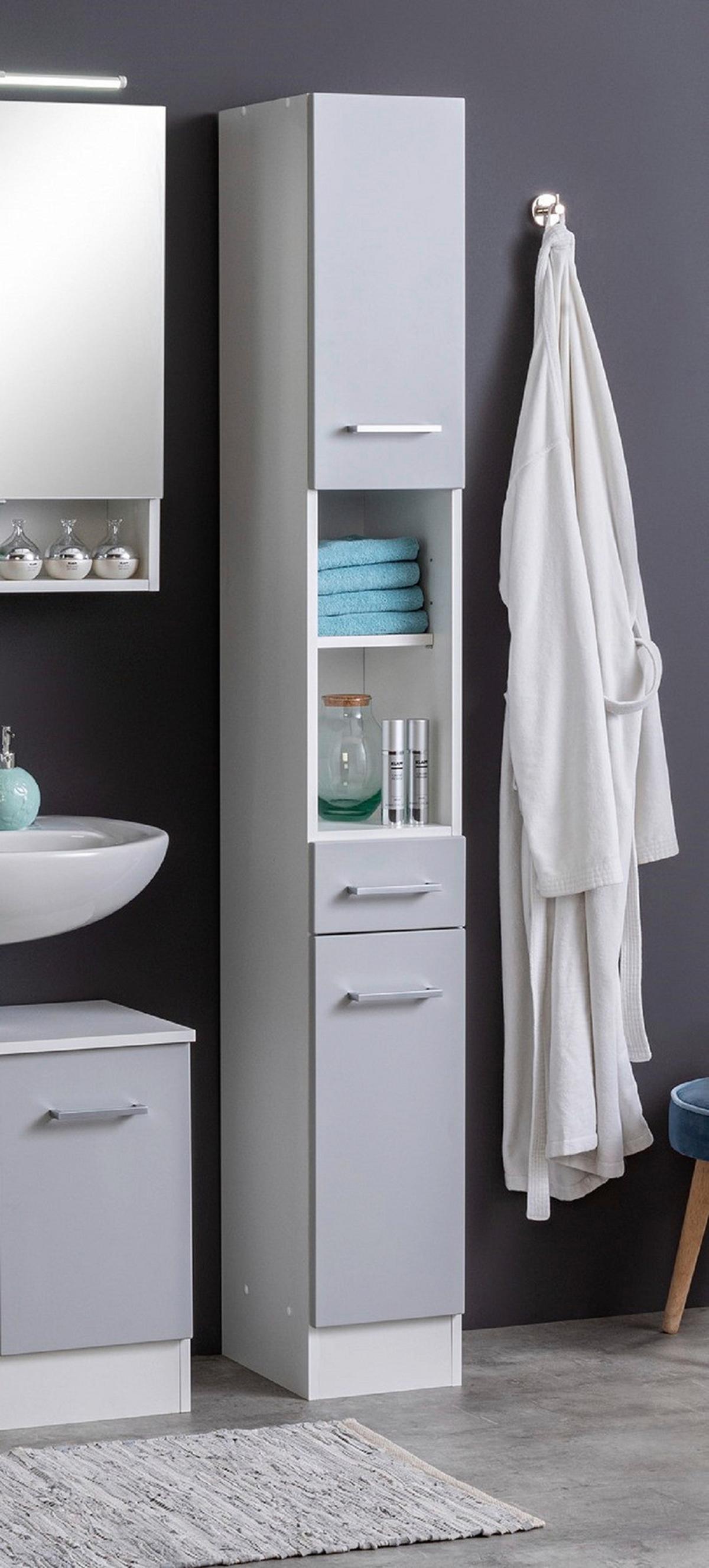 Hochschrank Riga Hellgrau/Weiß B: 25 cm - Hellgrau/Weiß, MODERN, Holzwerkstoff (25/190/35cm) - Held